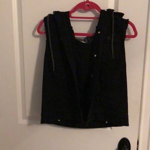 UO black vest with gray hood